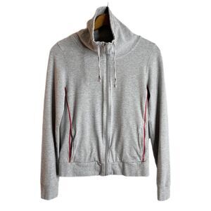 Forever 21 Women's Track Jacket S Gray Zip Up Funnel Neck Long Sleeve Stretch